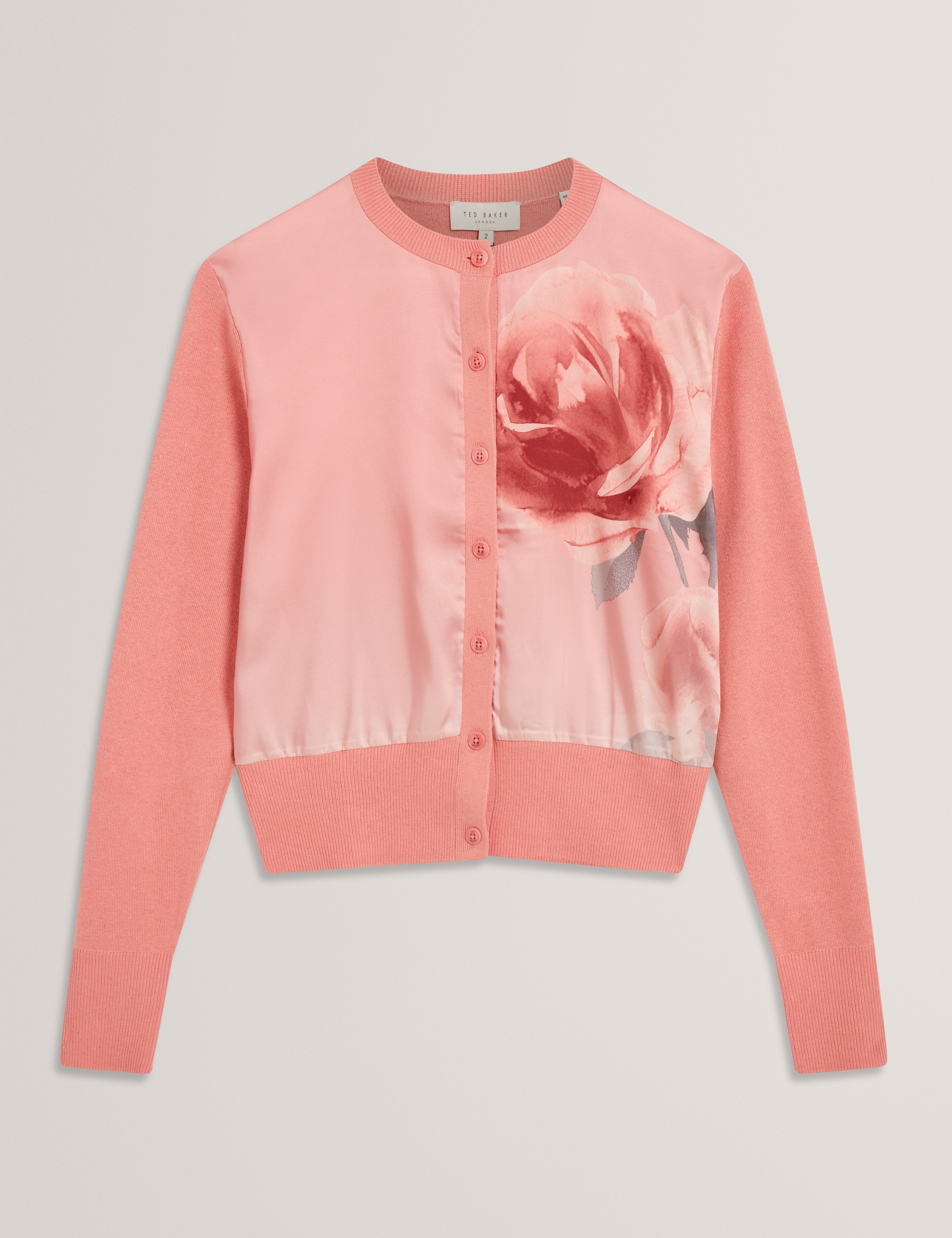 ILYNA: Floral Printed Woven Front Cardigan