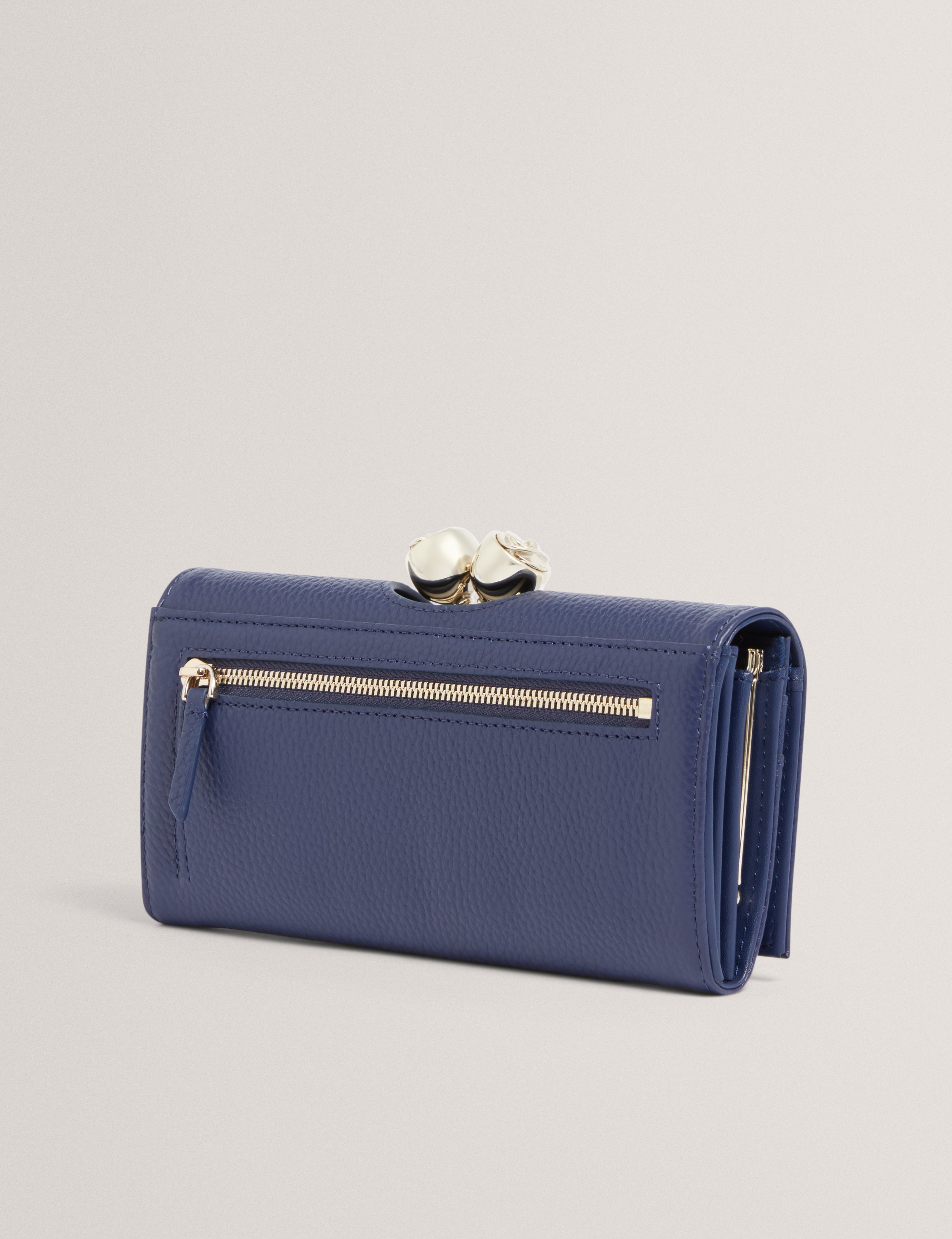 ROOSALI: Rose Detail Leather Large Bobble Purse