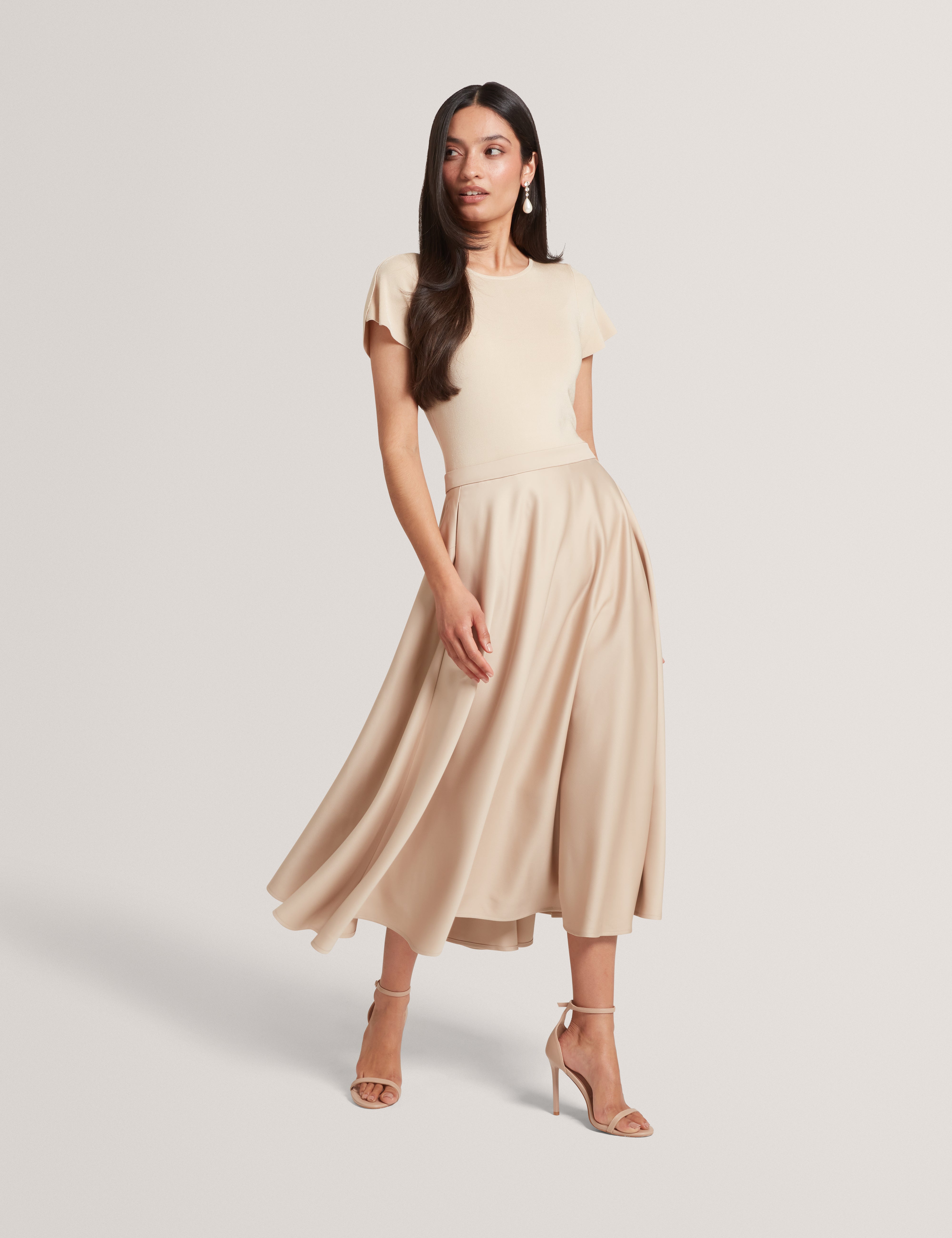 CALYNE: Tulip Sleeve Mockable Midi Dress