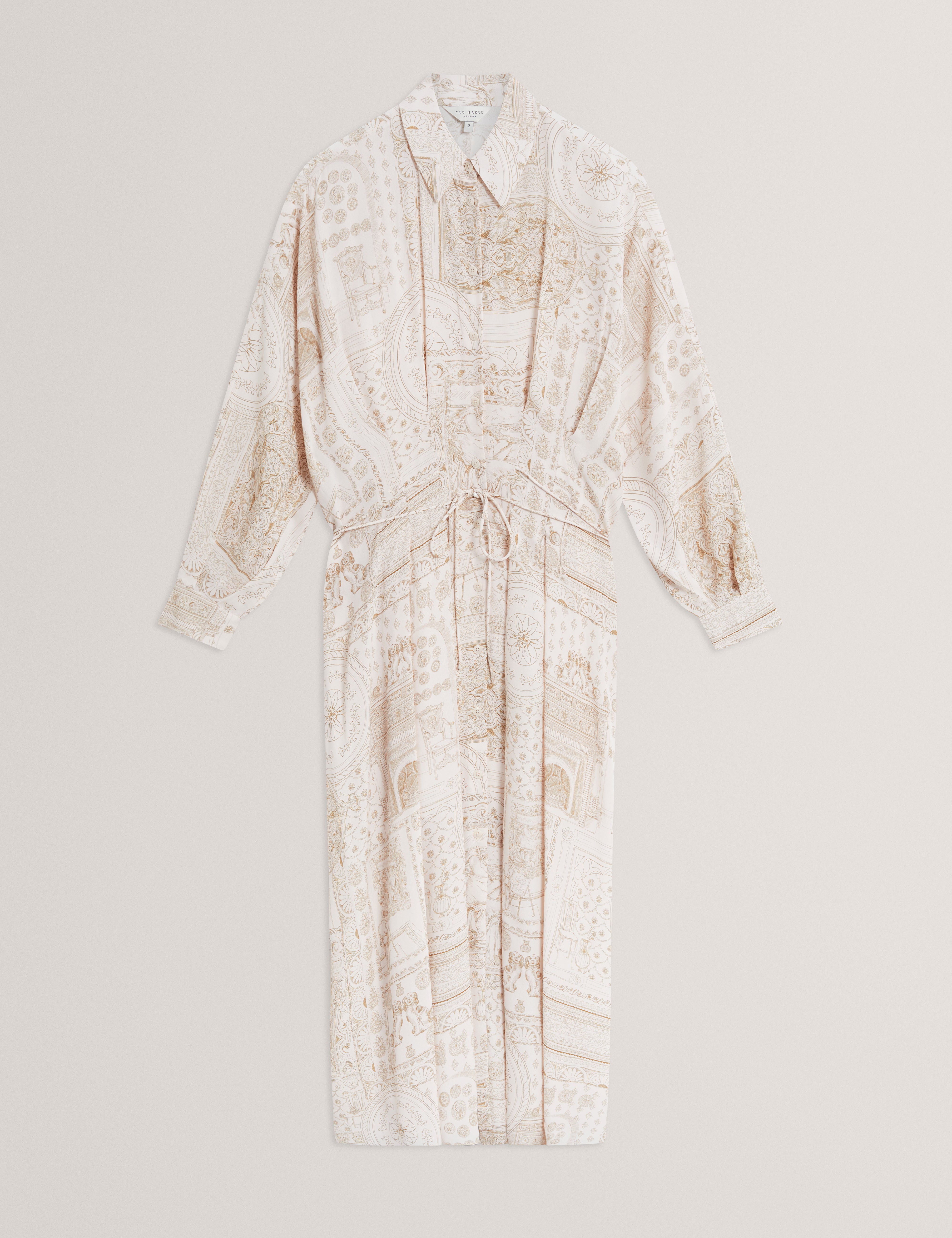 KHASIA: Printed Midi Shirt Dress