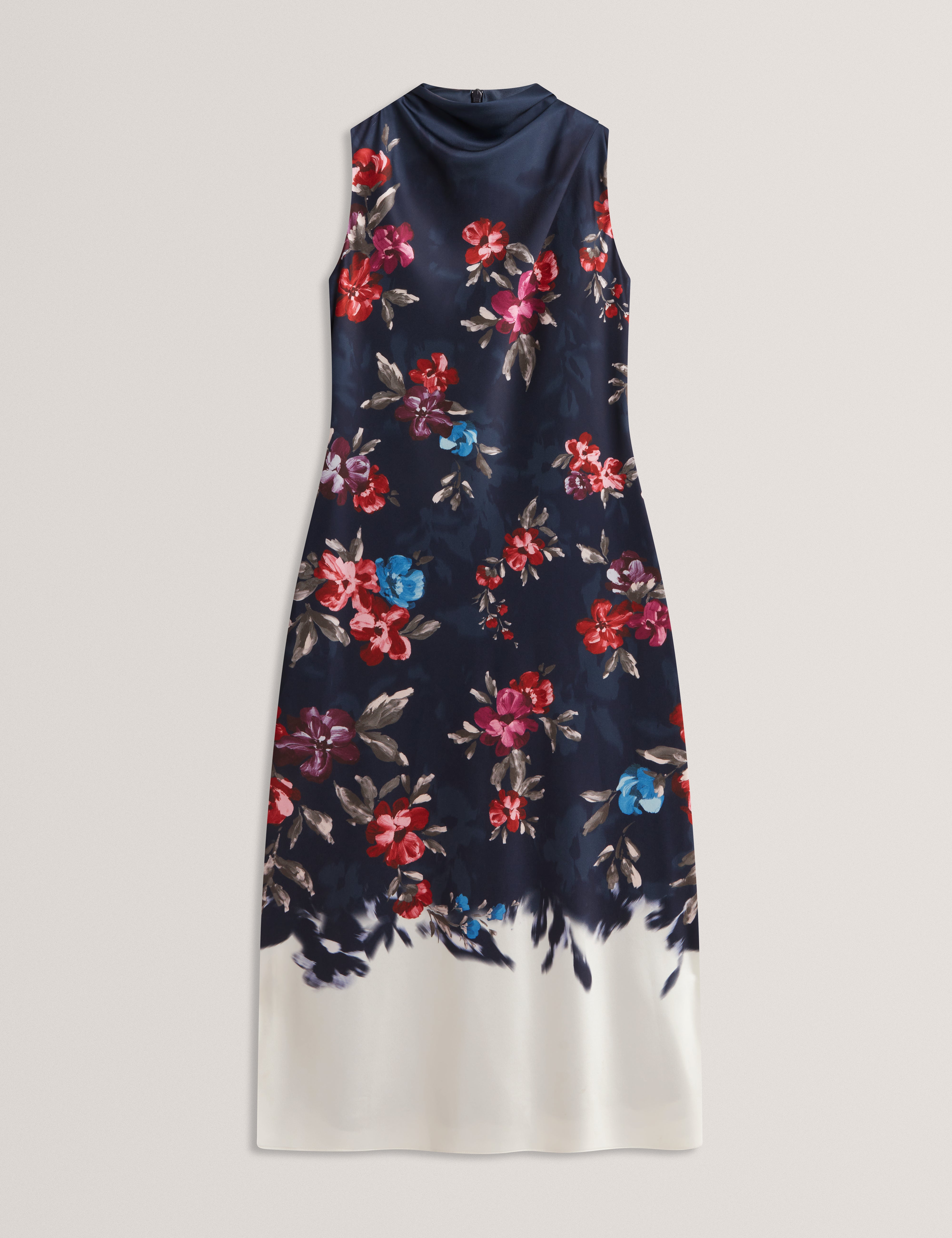 WICKLA: Floral Printed Drape Neck Midi Dress