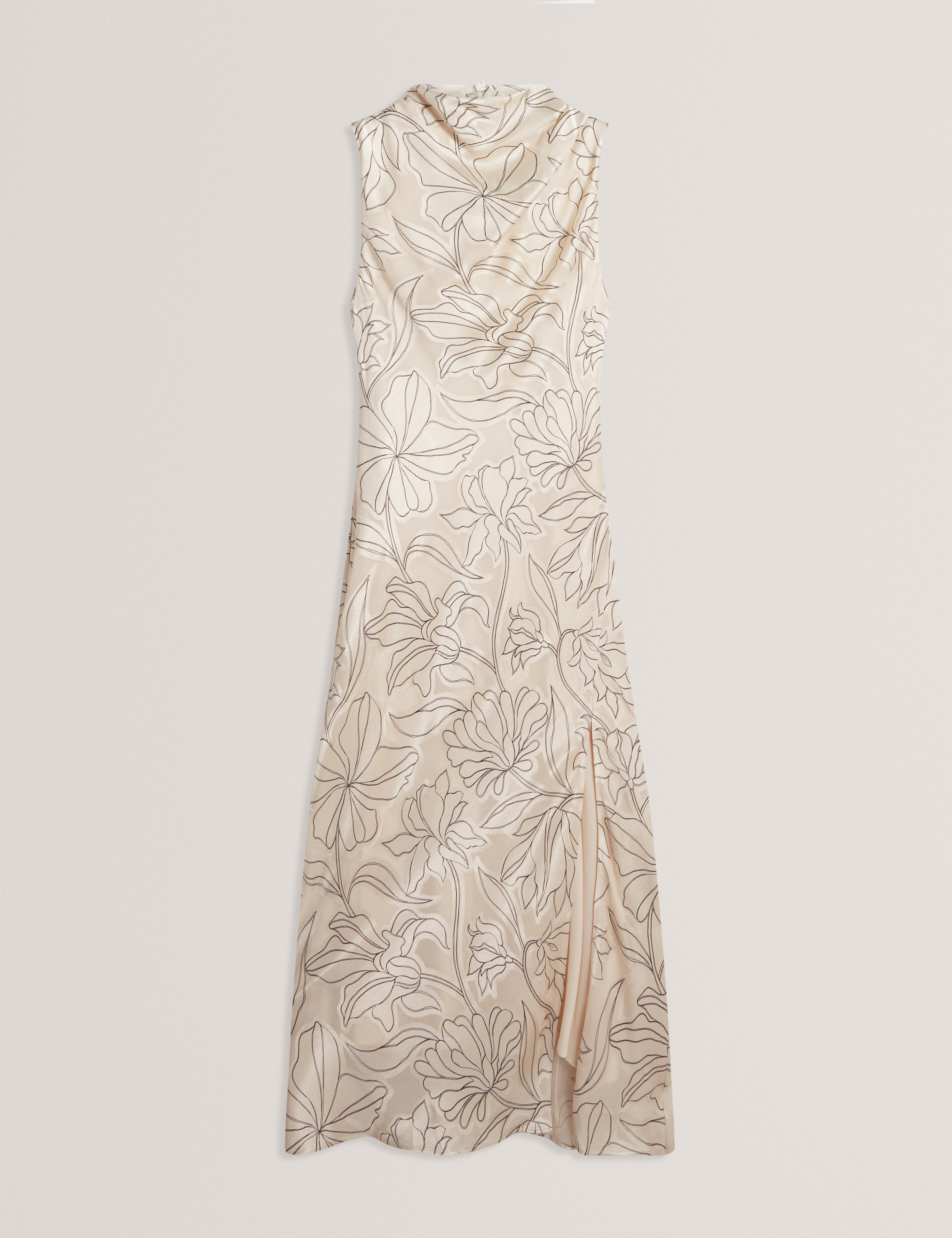 ZEMERA: Burnout Cowl Neck Midi Dress