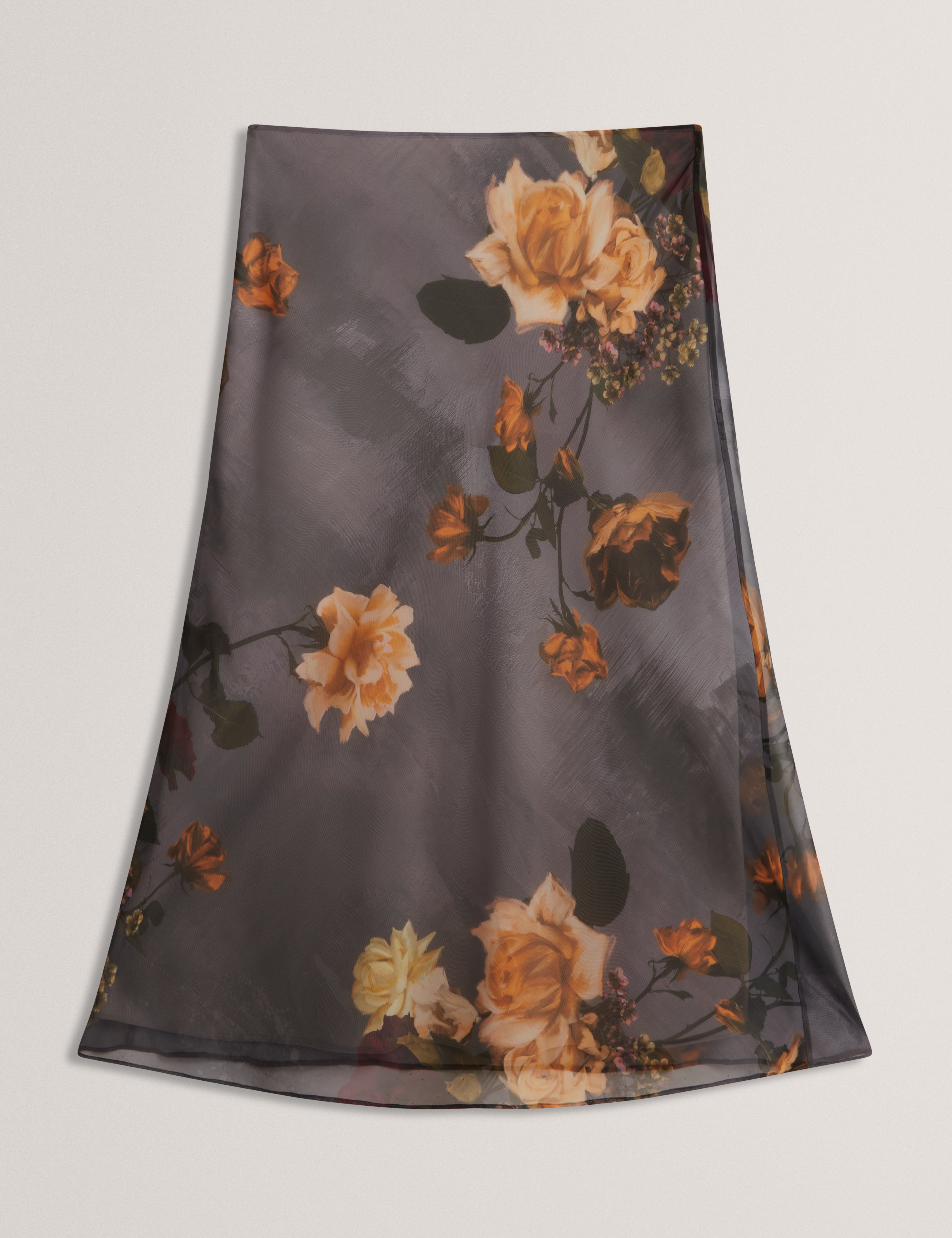 ANCELA: Printed Chiffon Midi Slip Skirt
