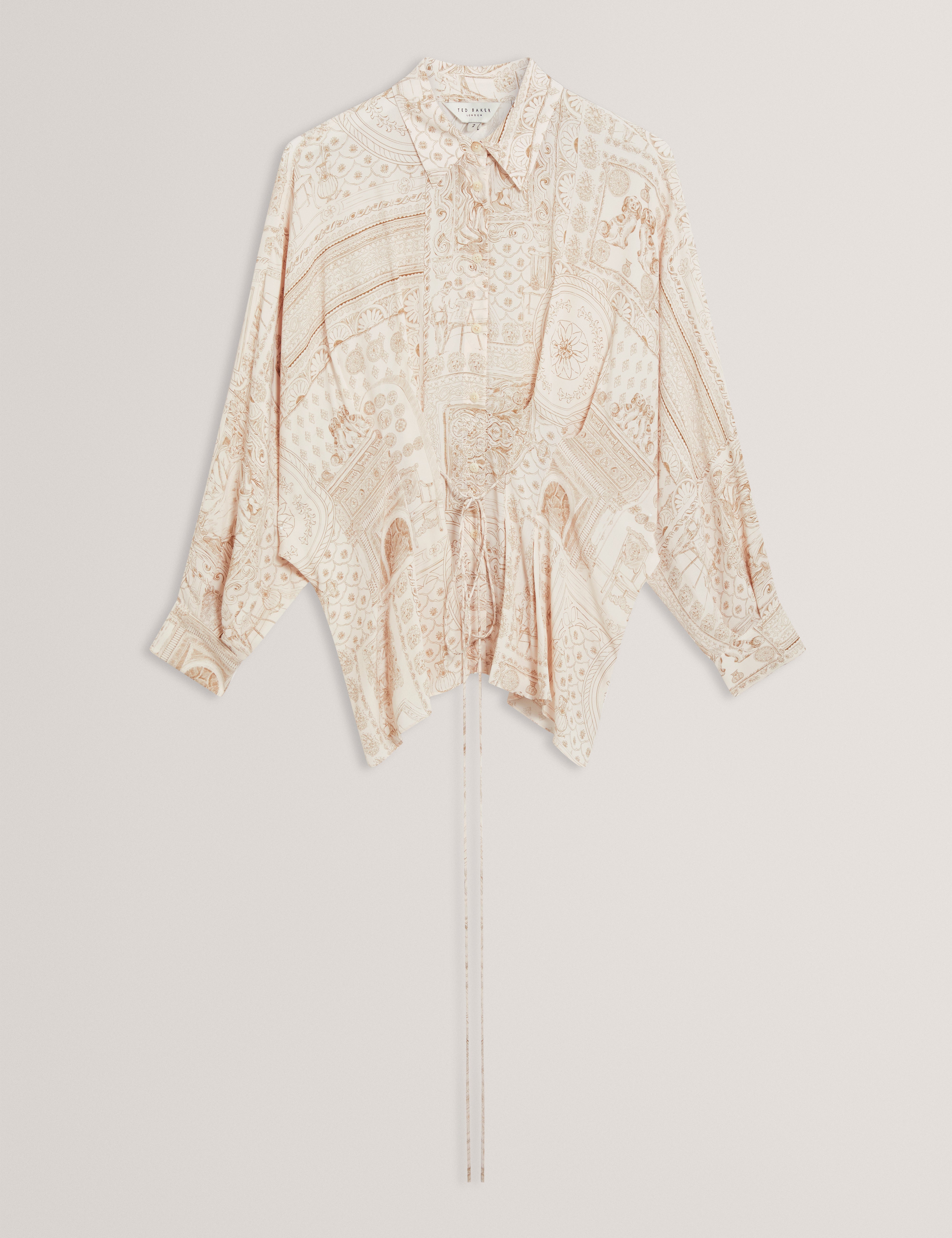 LAYTI: Printed Tie Detail Blouse