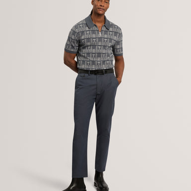 NAPPIER: Ss Jacquard Zip Neck Polo