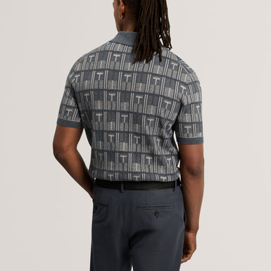NAPPIER: Ss Jacquard Zip Neck Polo