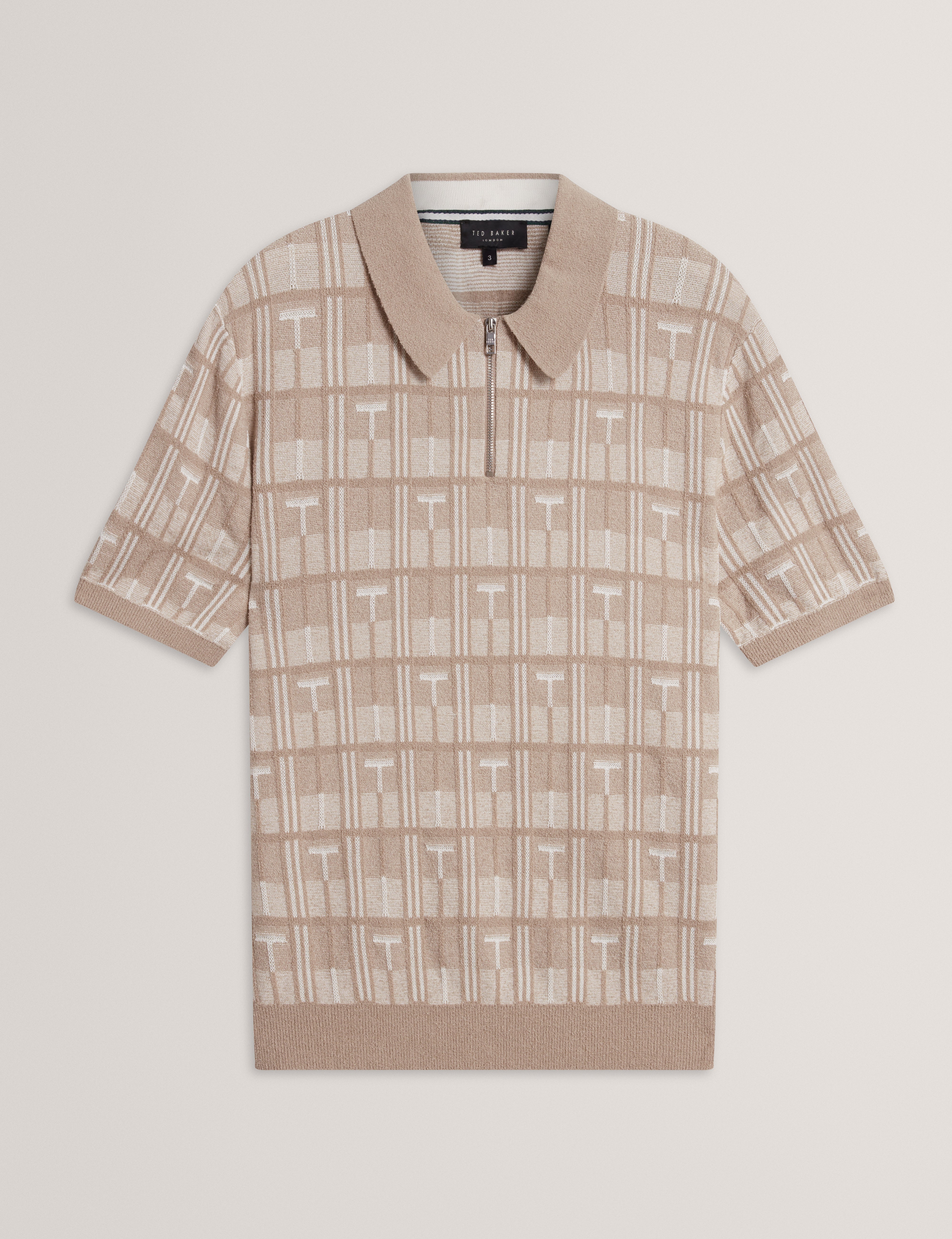 NAPPIER: Ss Jacquard Zip Neck Polo