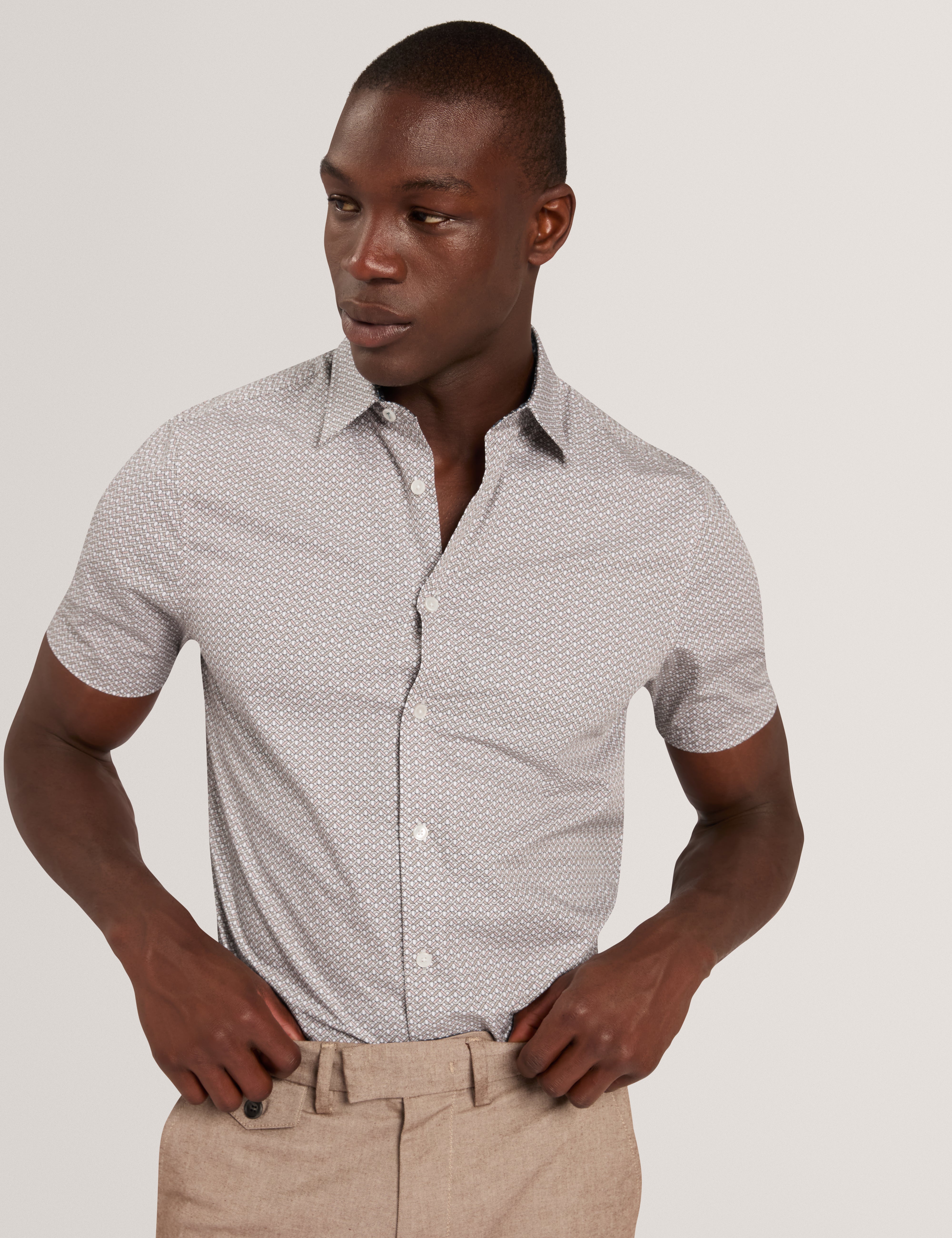 YARNTON: Ss Regular Box Geo Print Shirt