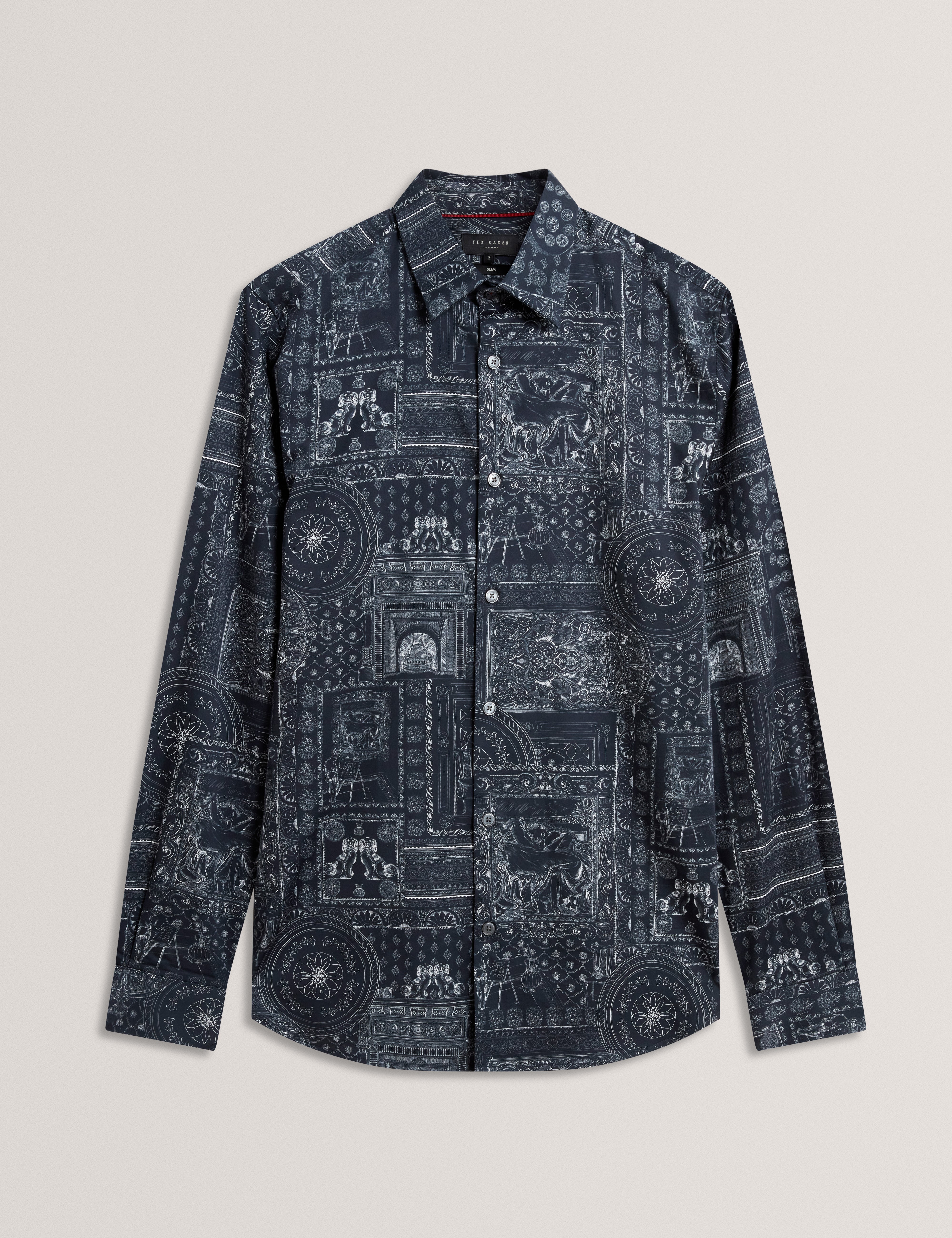 STOWLEE: Slim Etched Detail Print Shirt