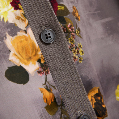 ROSALAH: Floral Printed Woven Front Cardigan