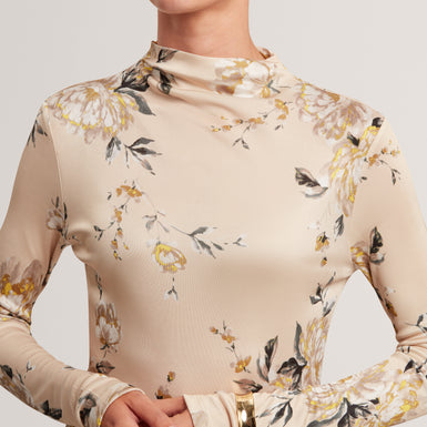 JULENNA: Floral Printed High Neck Long Sleeve Dress