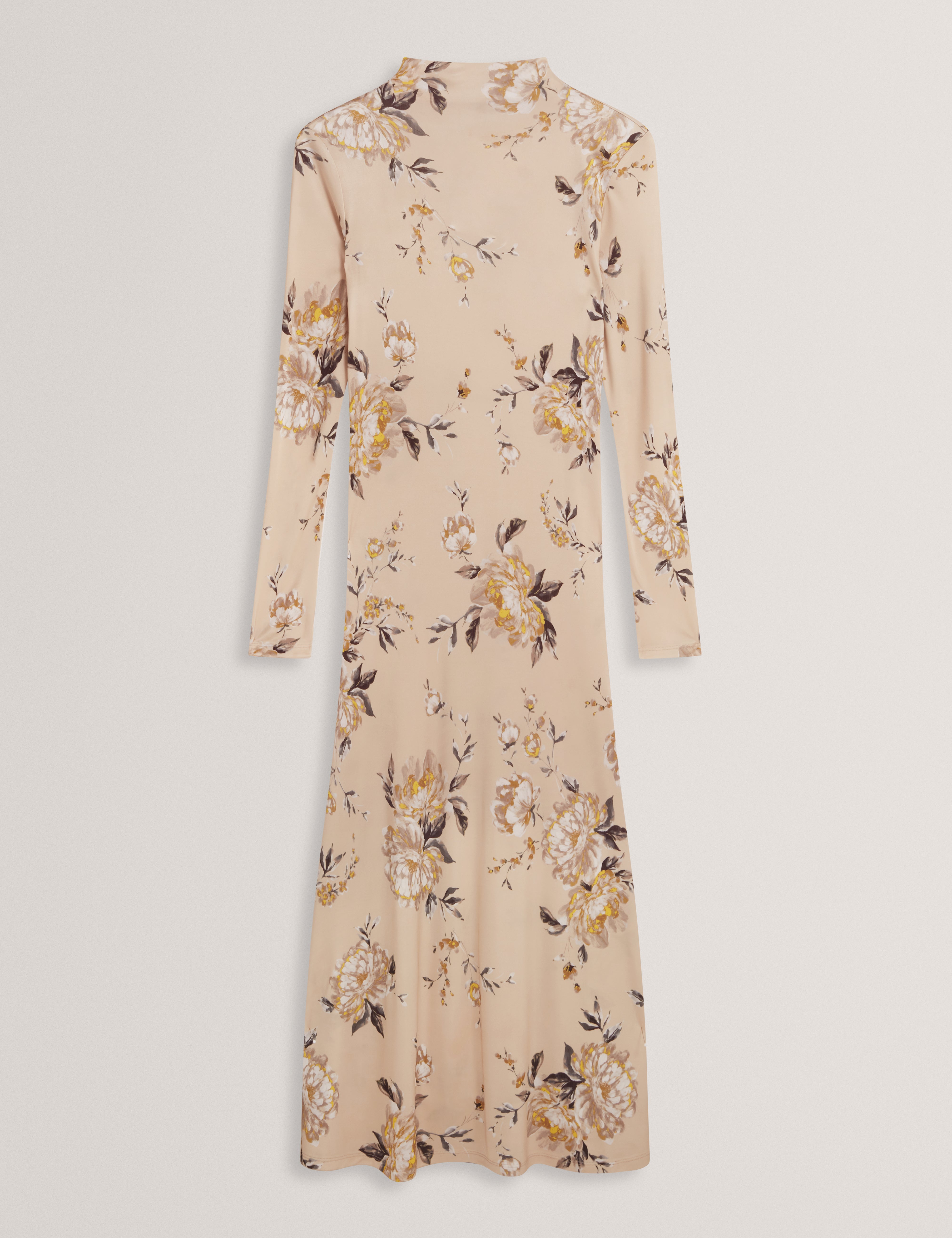 JULENNA: Floral Printed High Neck Long Sleeve Dress