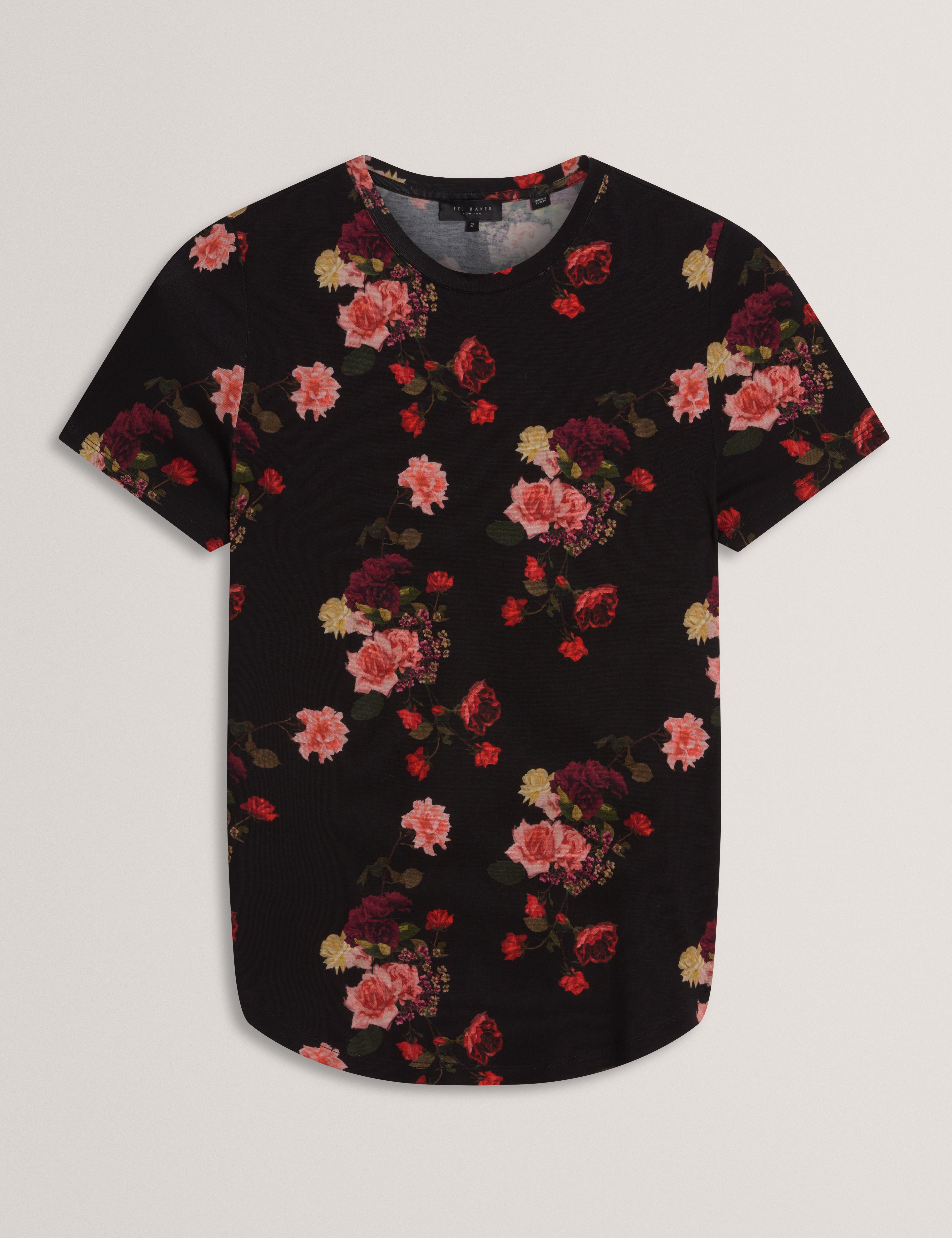 MYLI: Printed Fitted Tee With Curved Hem