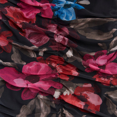SOFIRA: Floral Print Ruched Bodycon Midi Dress