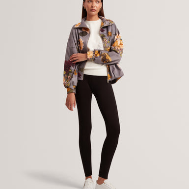 ELVAE: Floral Printed Scuba Jacket
