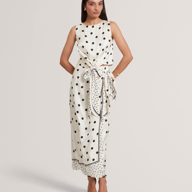 ALBBAA: Printed Knot Detail Wrap Midi Skirt