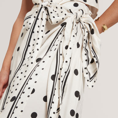 ALBBAA: Printed Knot Detail Wrap Midi Skirt