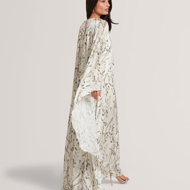 GILDAA: Printed Cape Detail Maxi Dress
