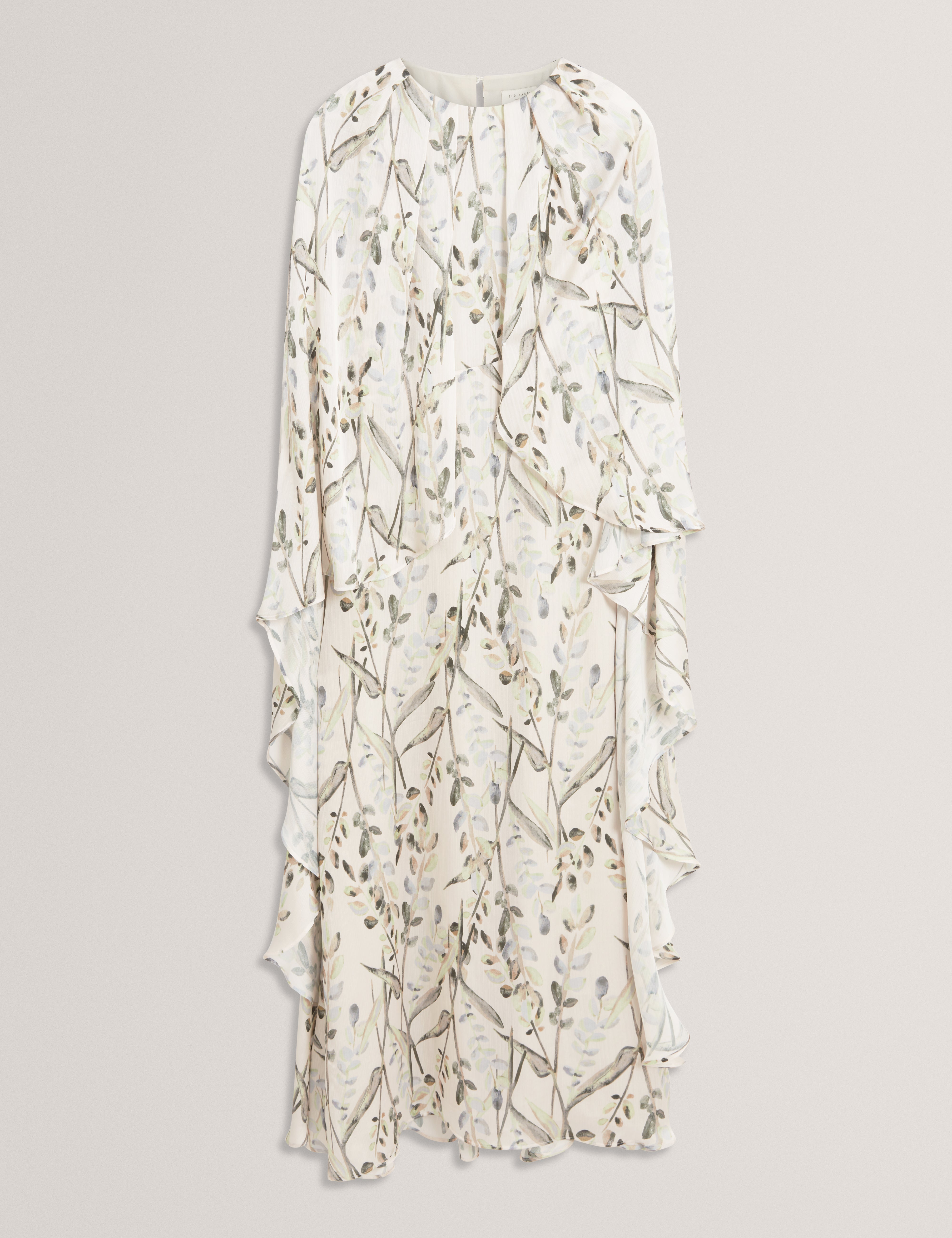 GILDAA: Printed Cape Detail Maxi Dress