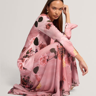 ISCHIA: Long Sleeve Diagonal Waist Seam Maxi Dress