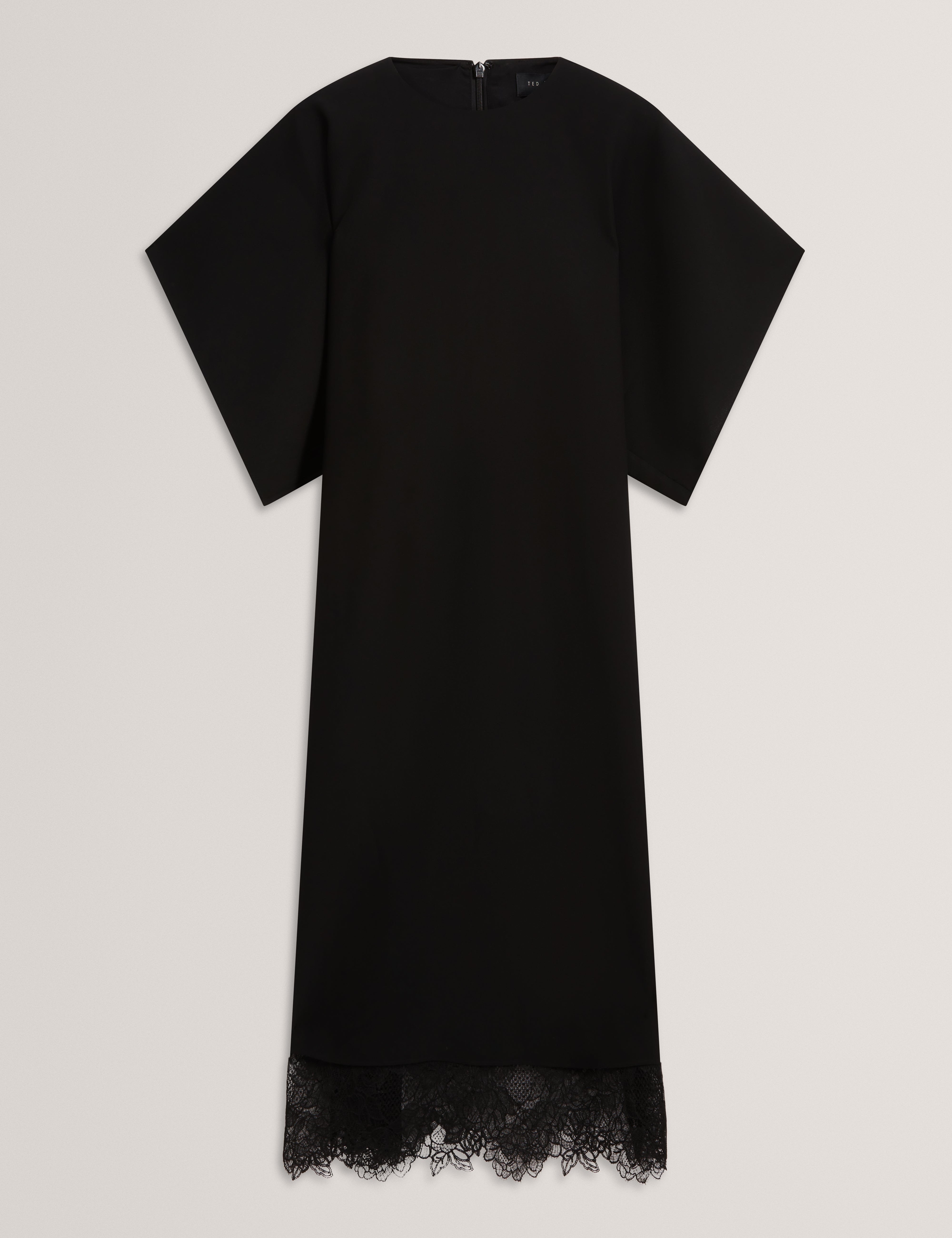 LANCHA: Batwing Midi Dress with Lace Hem
