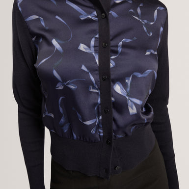 TAYANA: Printed Woven Front Cardigan