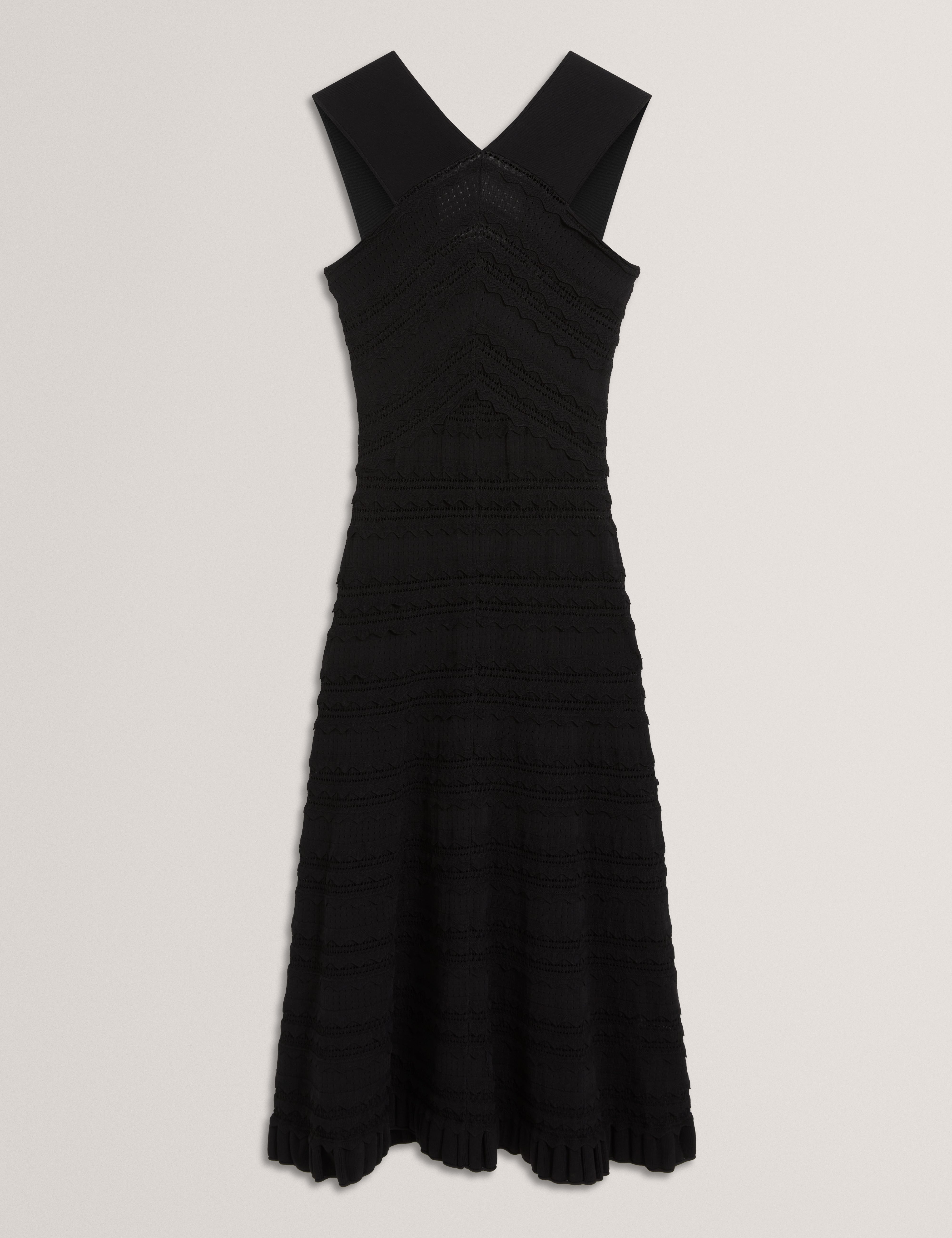 SOLEANE: Halter Neck Knitted Midi Dress