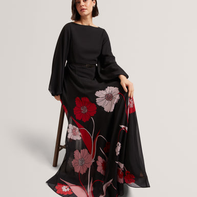 KAAMELI: Long Sleeve Printed Maxi Dress