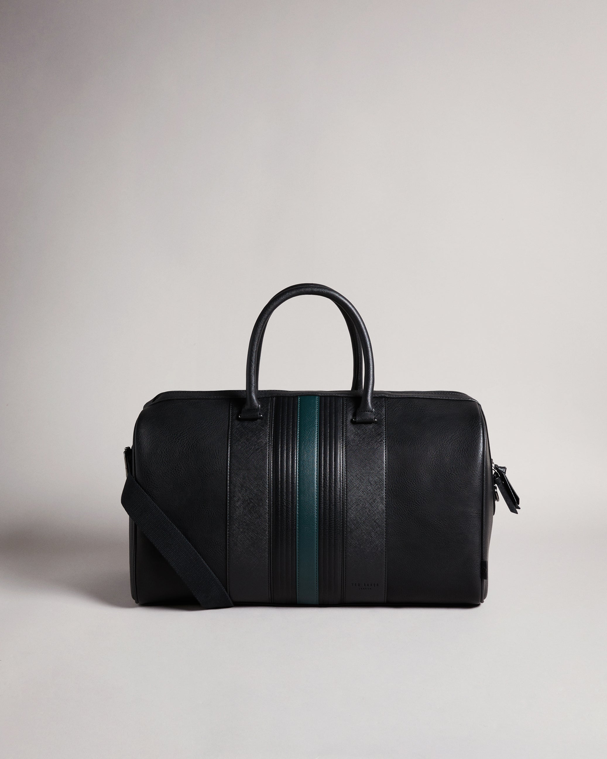 Men's Evyday-Striped Pu Holdall Black