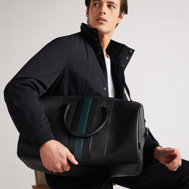 Men's Evyday-Striped Pu Holdall Black