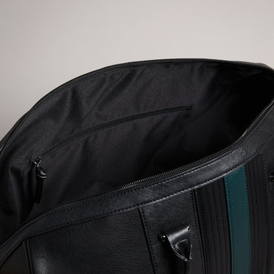 Men's Evyday-Striped Pu Holdall Black