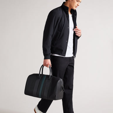 Men's Evyday-Striped Pu Holdall Black