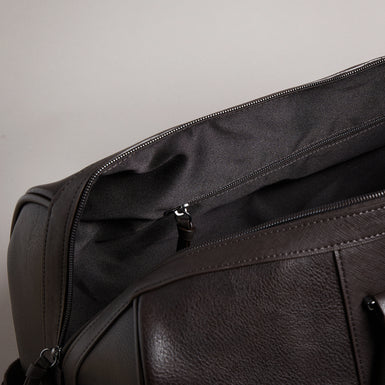 Men's Evyday-Striped Pu Holdall Brn-Choc