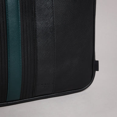 Men's Nevver-Striped Pu Document Bag Black