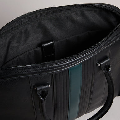Men's Nevver-Striped Pu Document Bag Black