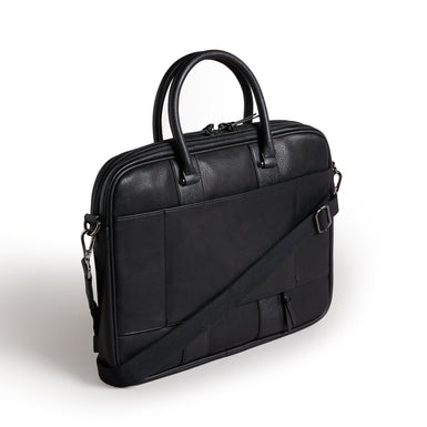 Men's Nevver-Striped Pu Document Bag Black