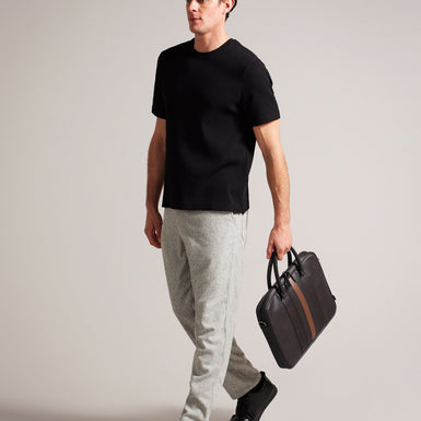 Men's Nevver-Striped Pu Document Bag Brn-Choc