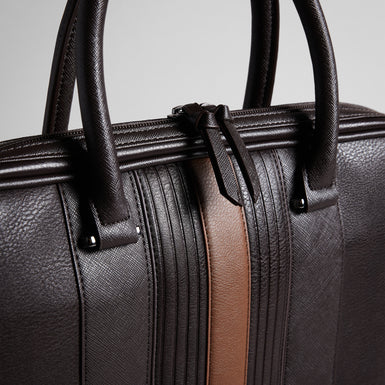 Men's Nevver-Striped Pu Document Bag Brn-Choc