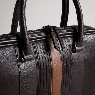 Men's Nevver-Striped Pu Document Bag Brn-Choc