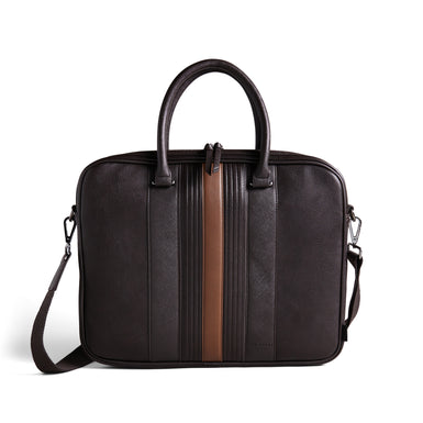 Men's Nevver-Striped Pu Document Bag Brn-Choc