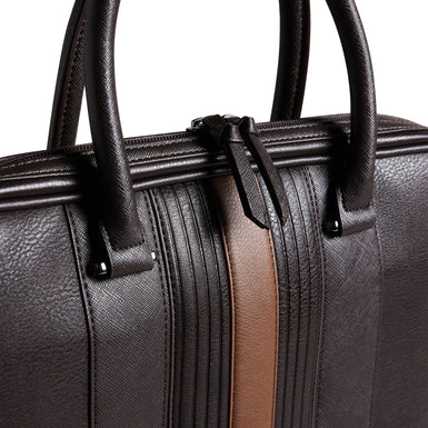 Men's Nevver-Striped Pu Document Bag Brn-Choc