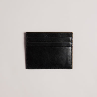 Men's Raffle-Embossed Corner Leather Cardholder Black