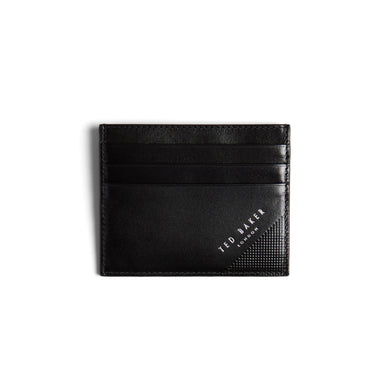 Men's Raffle-Embossed Corner Leather Cardholder Black