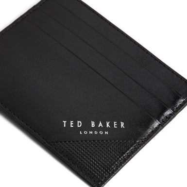 Men's Raffle-Embossed Corner Leather Cardholder Black