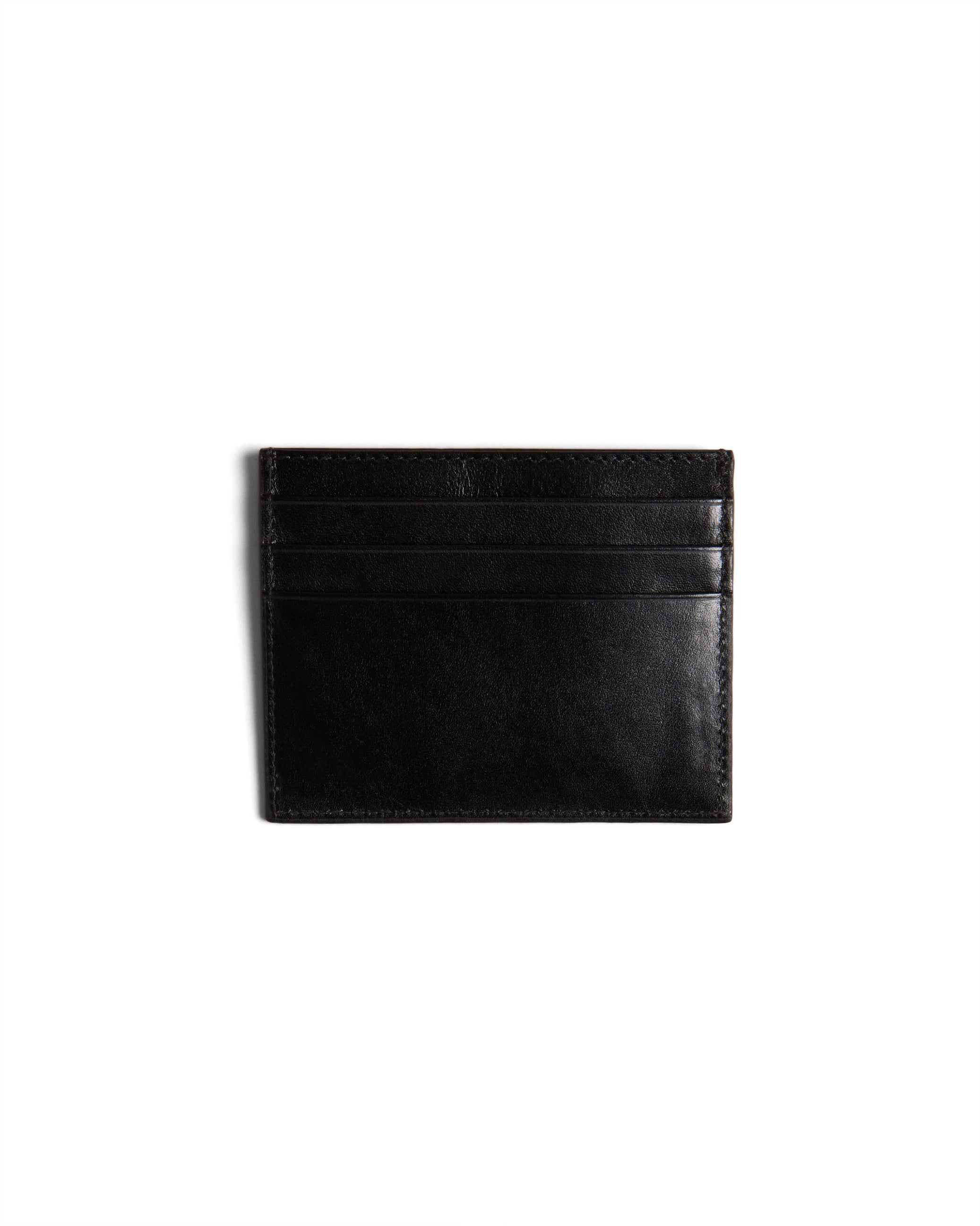 Men's Raffle-Embossed Corner Leather Cardholder Black