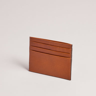 Men's Raffle-Embossed Corner Leather Cardholder Tan