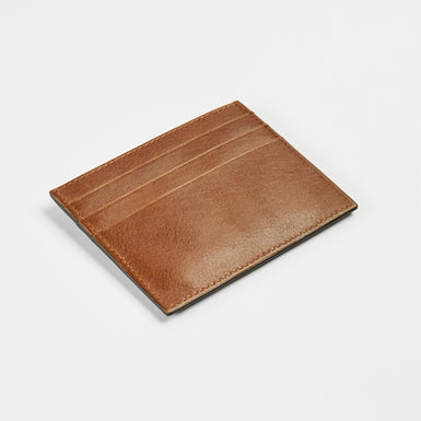 Men's Raffle-Embossed Corner Leather Cardholder Tan