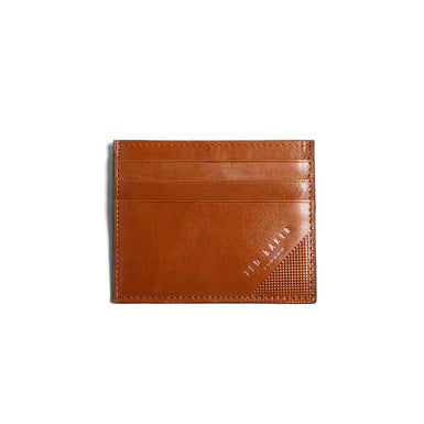 Men's Raffle-Embossed Corner Leather Cardholder Tan