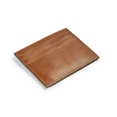 Men's Raffle-Embossed Corner Leather Cardholder Tan