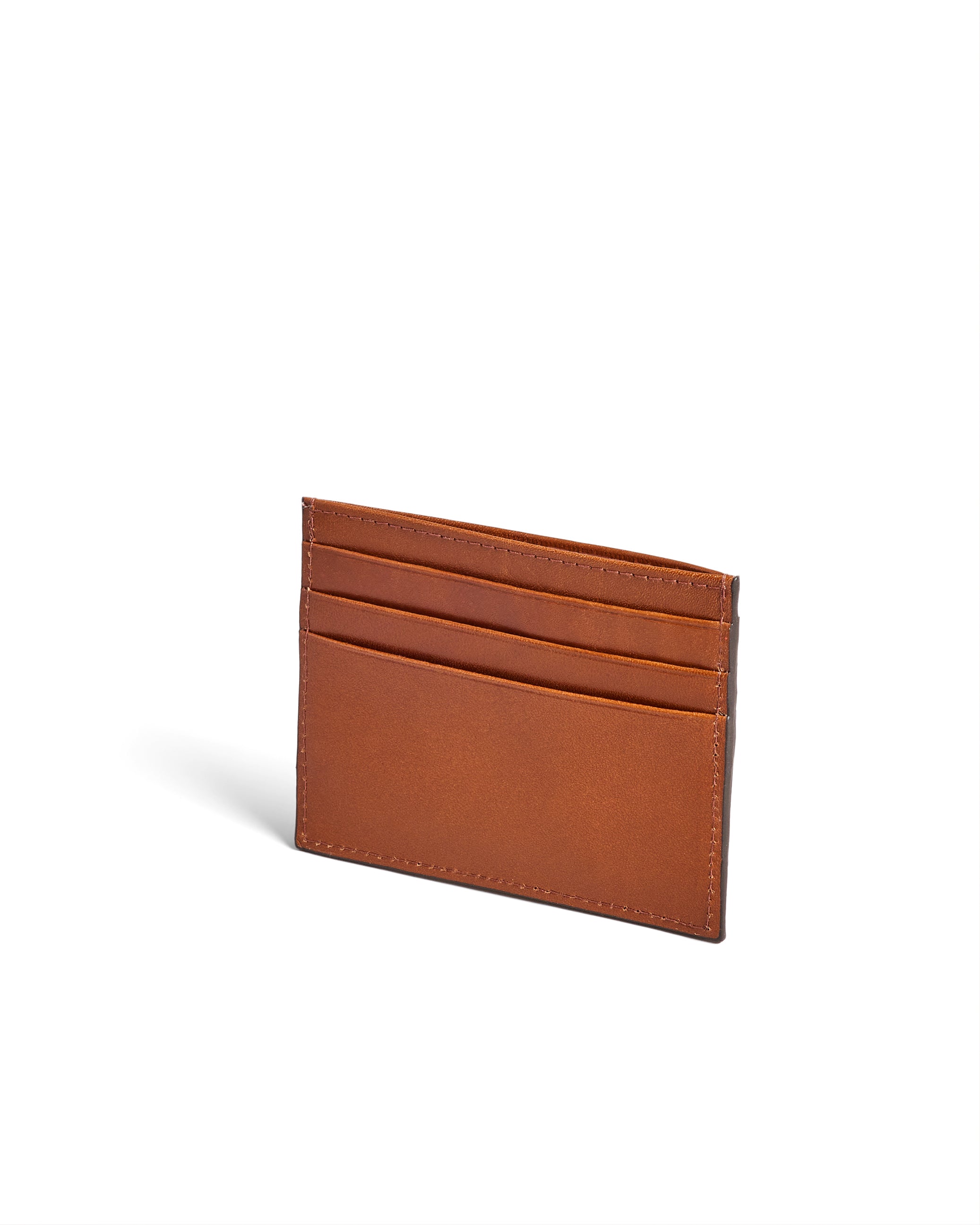Men's Raffle-Embossed Corner Leather Cardholder Tan